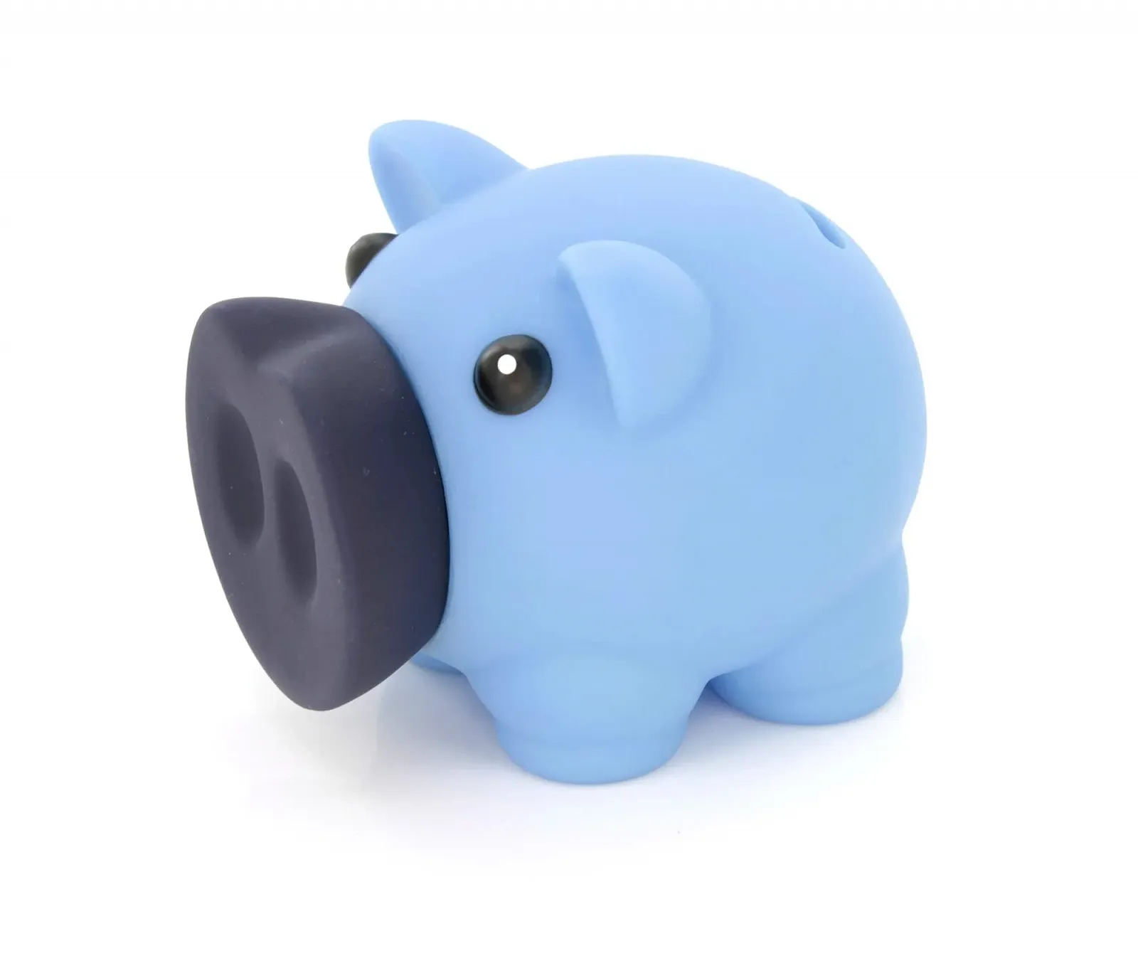Копилка-свинья с мягким резиновым корпусом и пробкой 10x7.5x8 см Голубая, фото №1
