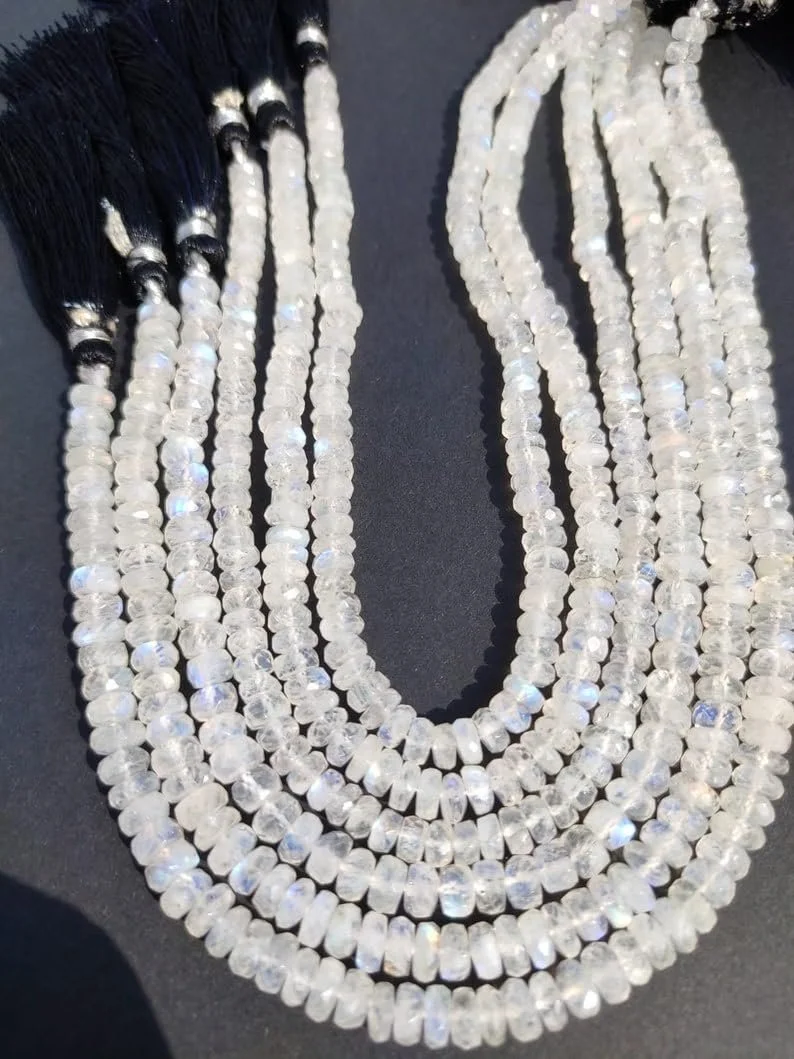 Бусины Лунный Камень Радужный ограненные рондель 5-5.5 мм, фото №2