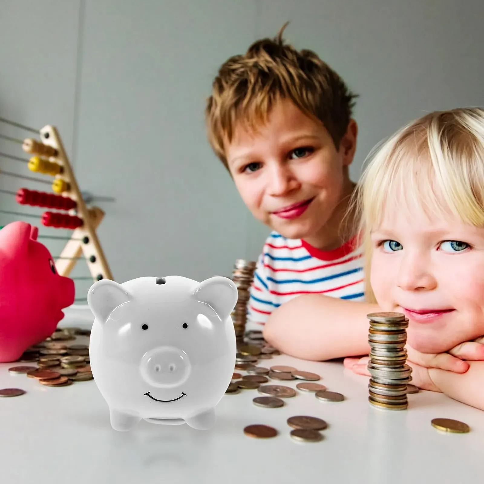 Скарбничка VOSAREA Керамічна Біла Порося, фото №7