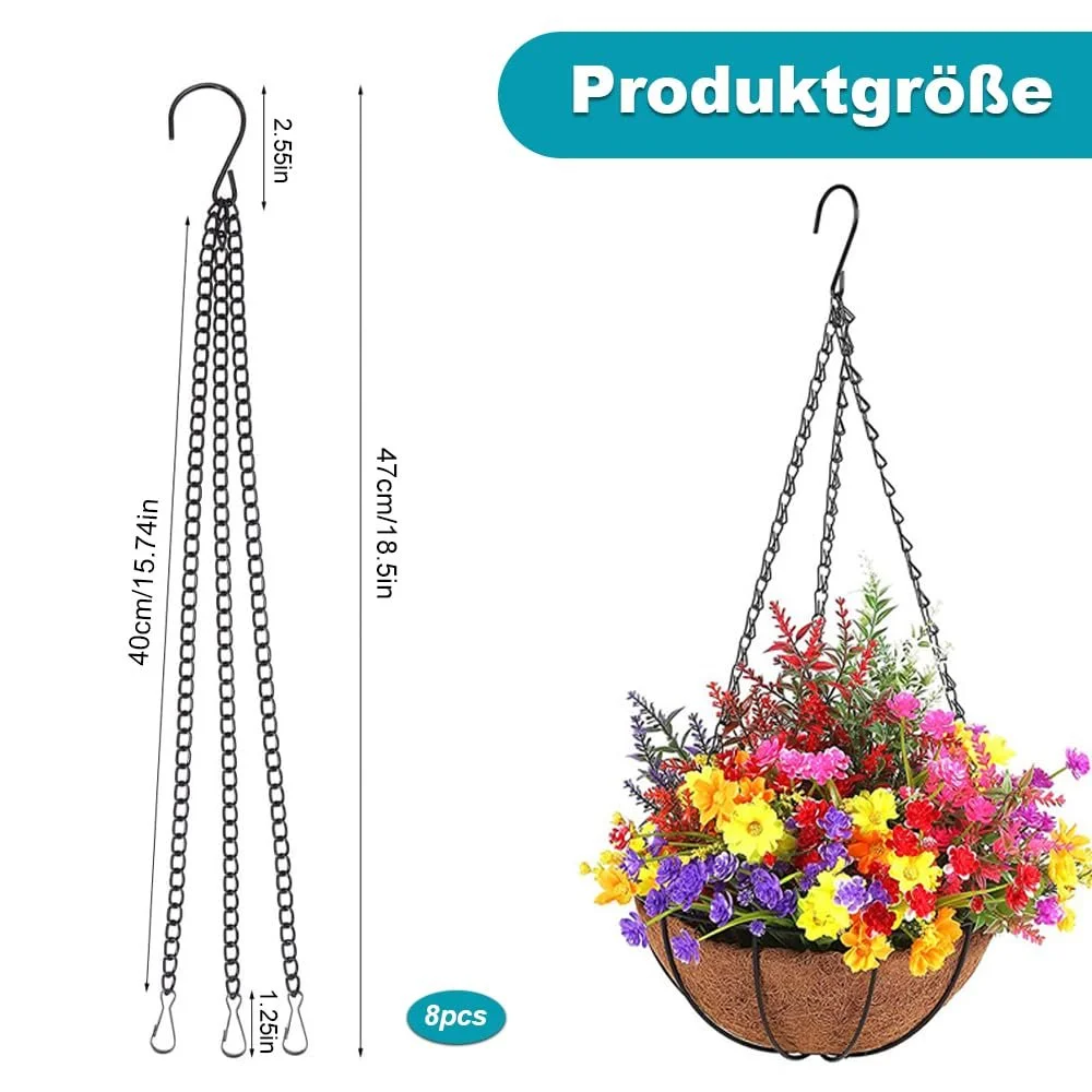 Підвісний ланцюг із затискачами 8 шт. 3-прядний Металевий 40 см Чорний, фото №3 Підвісний ланцюг із затискачами 8 шт. 3-прядний Металевий 40 см Чорний, фото №3