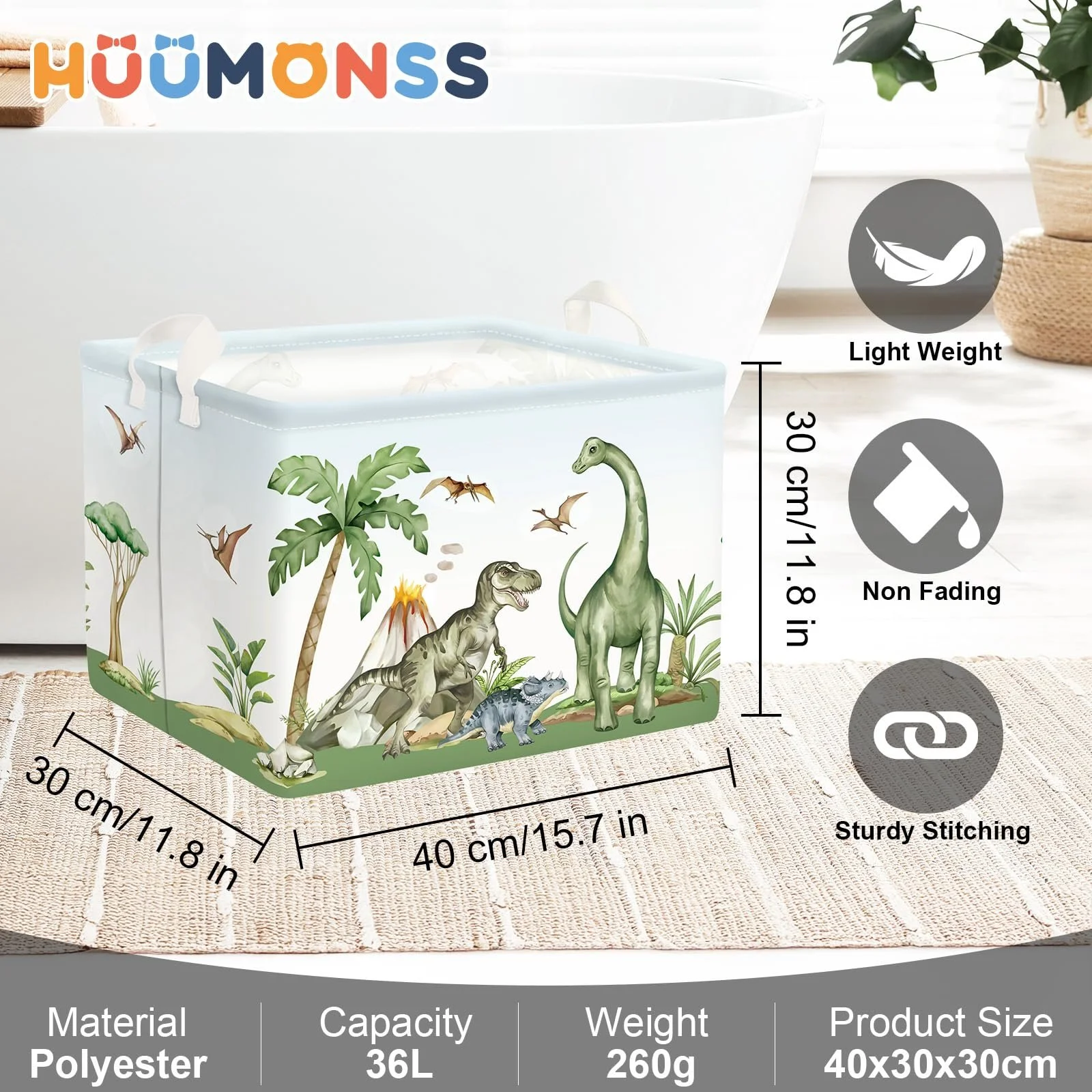 Корзина HUUMONSS Динозавр Детская для игрушек Складная для мальчиков девочек 36 л Зеленый, фото №6 Корзина HUUMONSS Динозавр Детская для игрушек Складная для мальчиков девочек 36 л Зеленый, фото №6