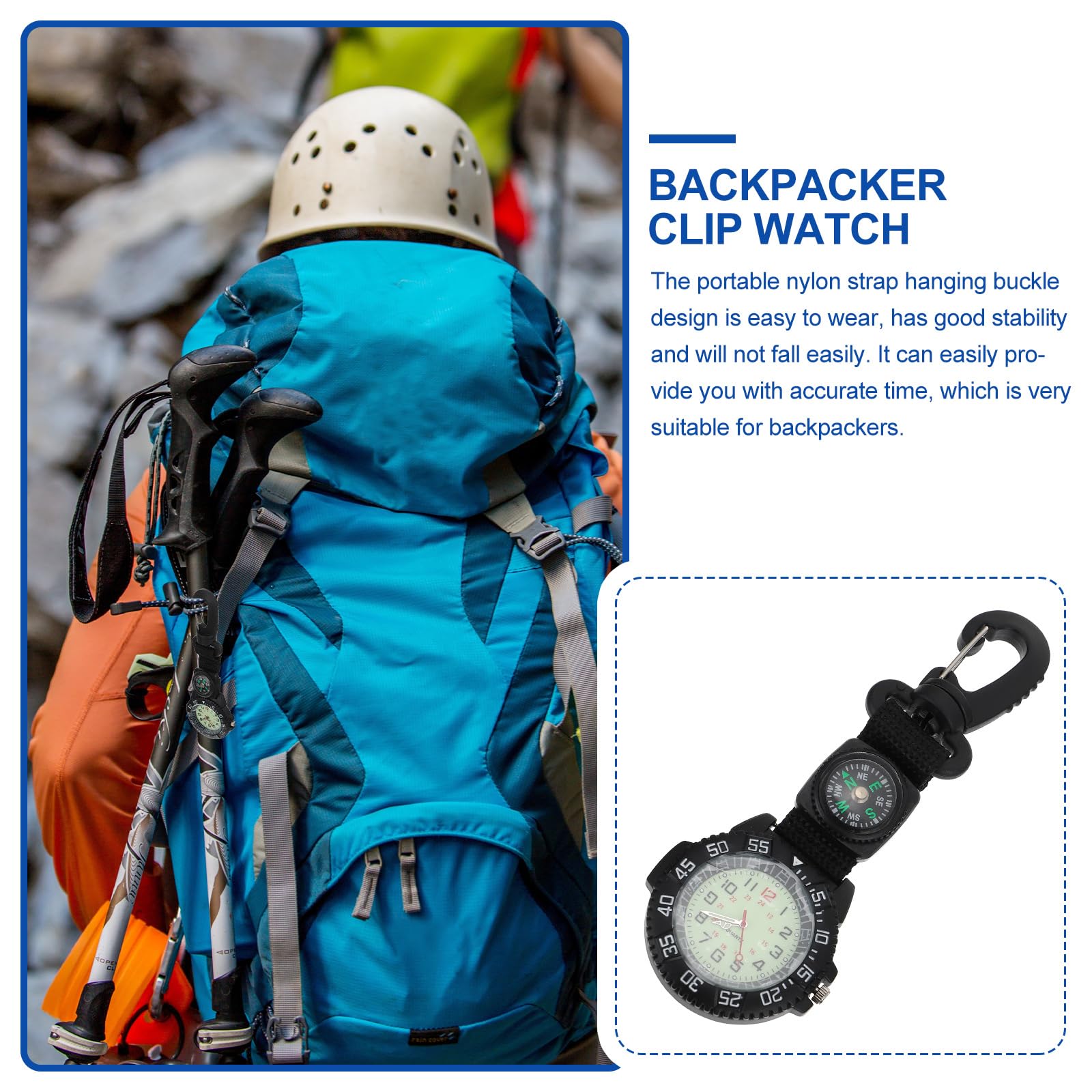 Карманные часы WOFASHPURET Clip Pocket Watch Спортивные походные часы с компасом Черный, фото №6