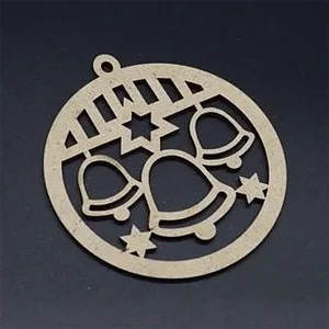 Дерев'яна заготовка 8х9см новорічна куля з дзвіночками - Фото 1