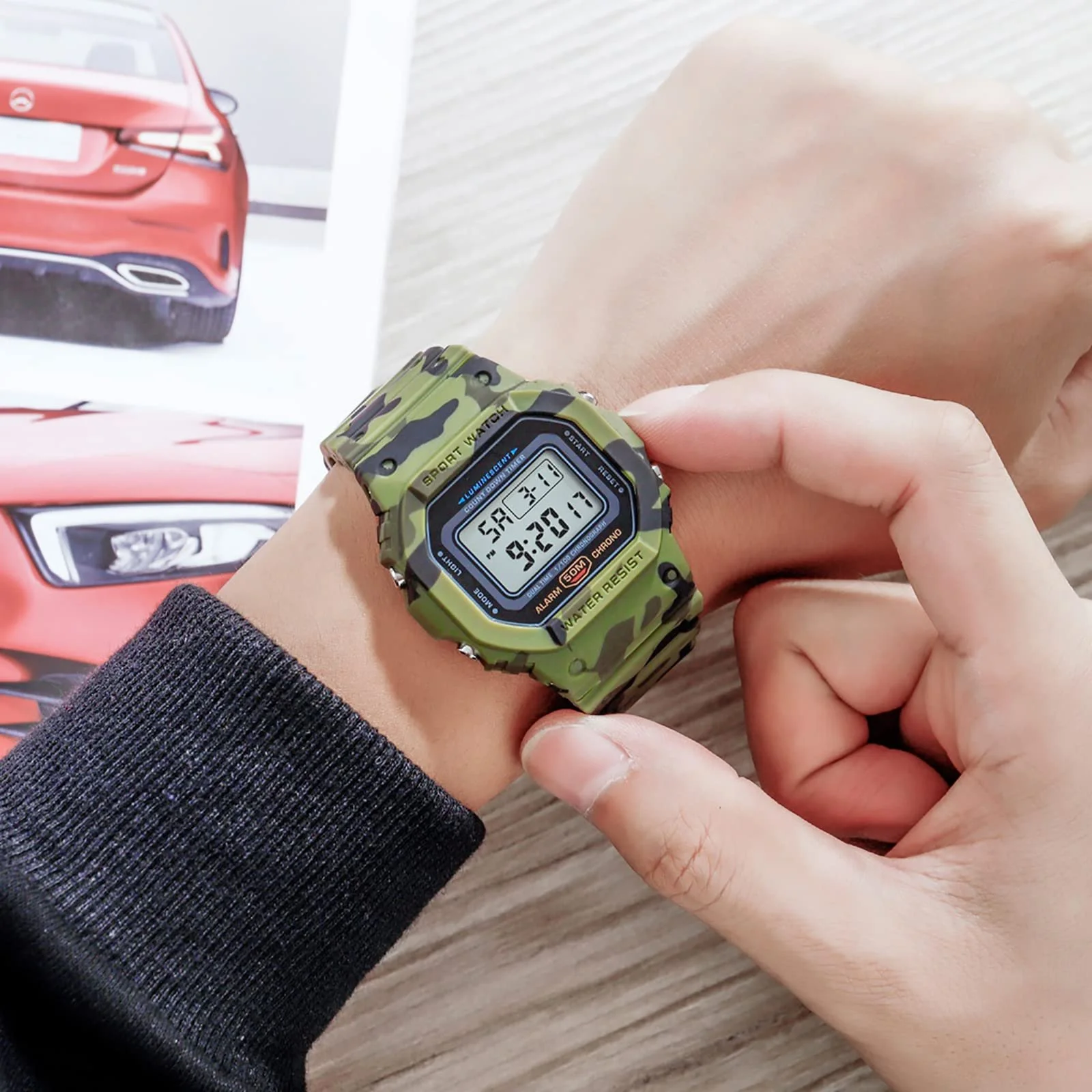 Чоловічий цифровий годинник з підсвічуванням Nicoone, водонепроникний, спортивний, протиударний, фото №7 Чоловічий цифровий годинник з підсвічуванням Nicoone, водонепроникний, спортивний, протиударний, фото №7