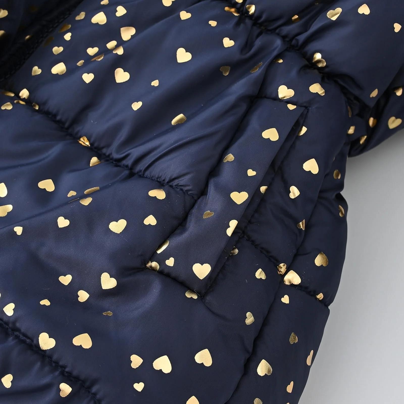 Унисекс Детская Зимняя Куртка Generisch Длинная стеганая куртка Легкая зимняя парка с меховым капюшоном Удобная пушистая классическая парка для улицы на молнии, фото №5