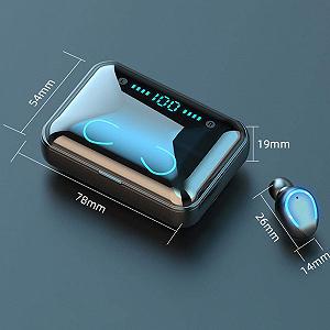 Беспроводные наушники TWS F9 V5.1 Черные Повербанк Дисплей synthetic.ua - Фото 1