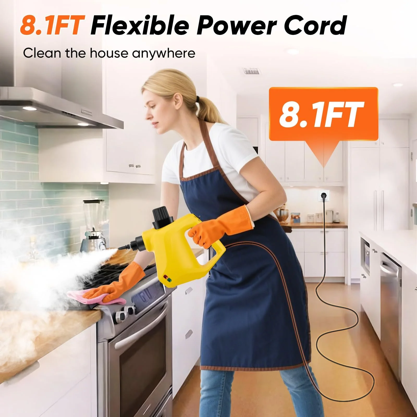 Пароочисник ручний портативний 10 аксесуарів 1000 W, фото №6