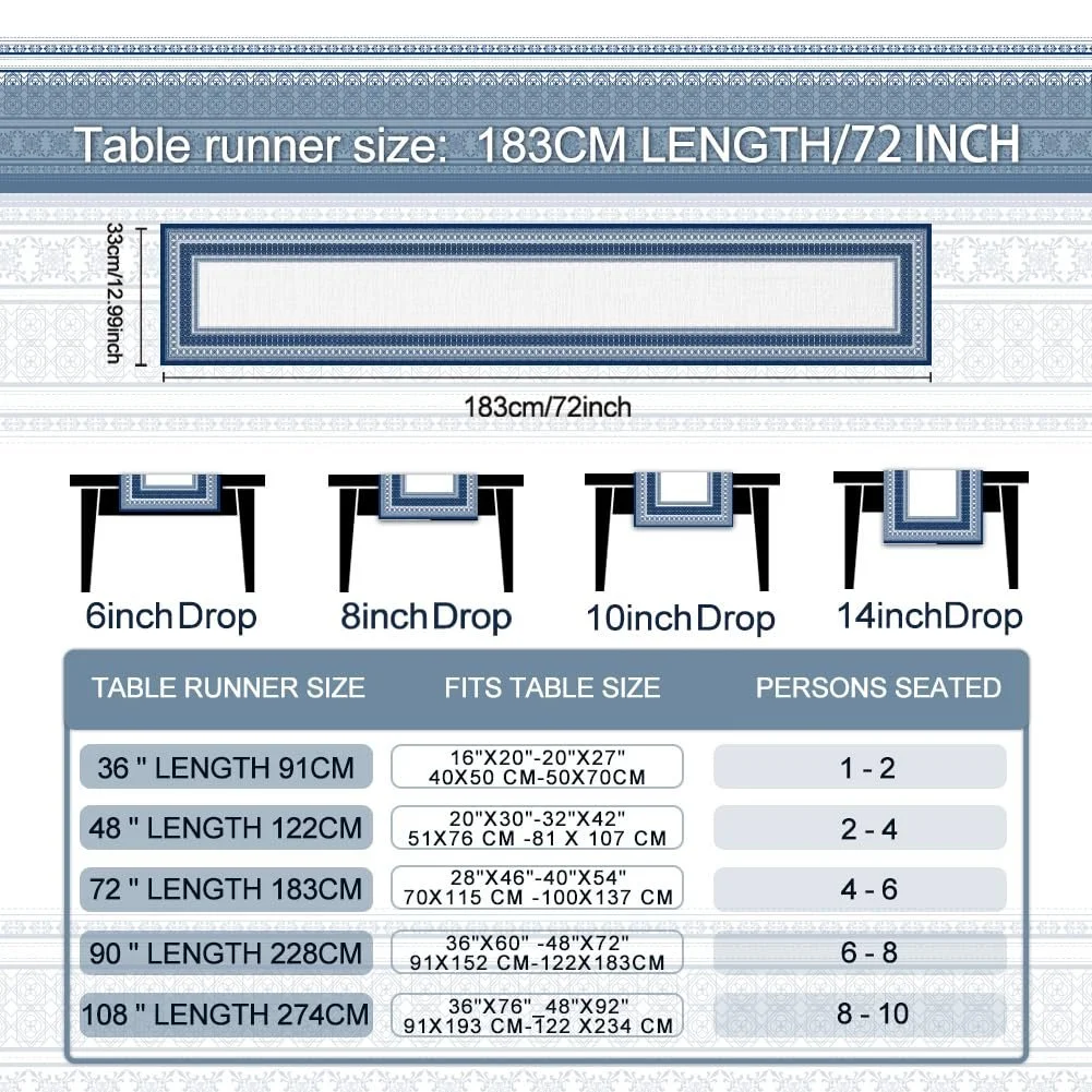 Ранер SUPERDANT Vintage Pattern Blue Border 33 x 183 см, фото №3