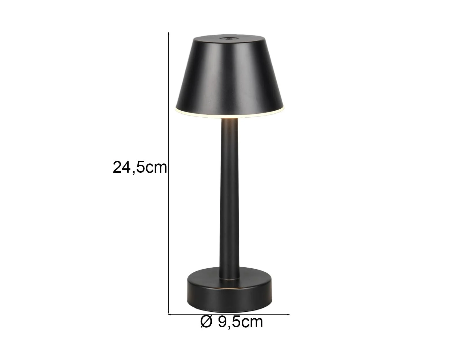 Настільна лампа Reality Leuchten Vidal R54991132 LED Акумуляторна Вулична Пластикова 1.5 Вт 4-рівневе сенсорне керування Матова чорна, фото №3