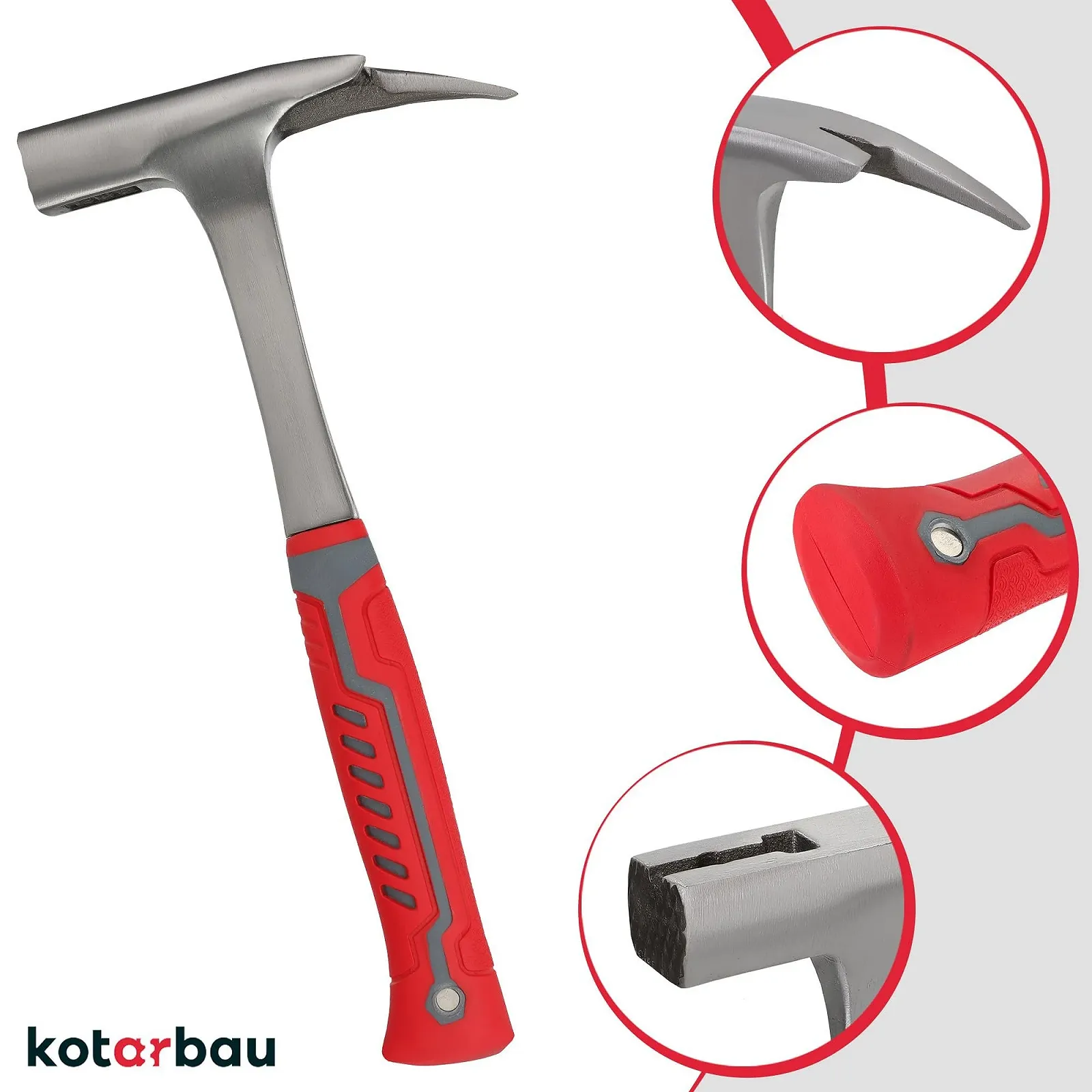 Кровельный молоток KOTARBAU 1000 г с магнитным держателем гвоздей стальной, фото №5 Кровельный молоток KOTARBAU 1000 г с магнитным держателем гвоздей стальной, фото №5