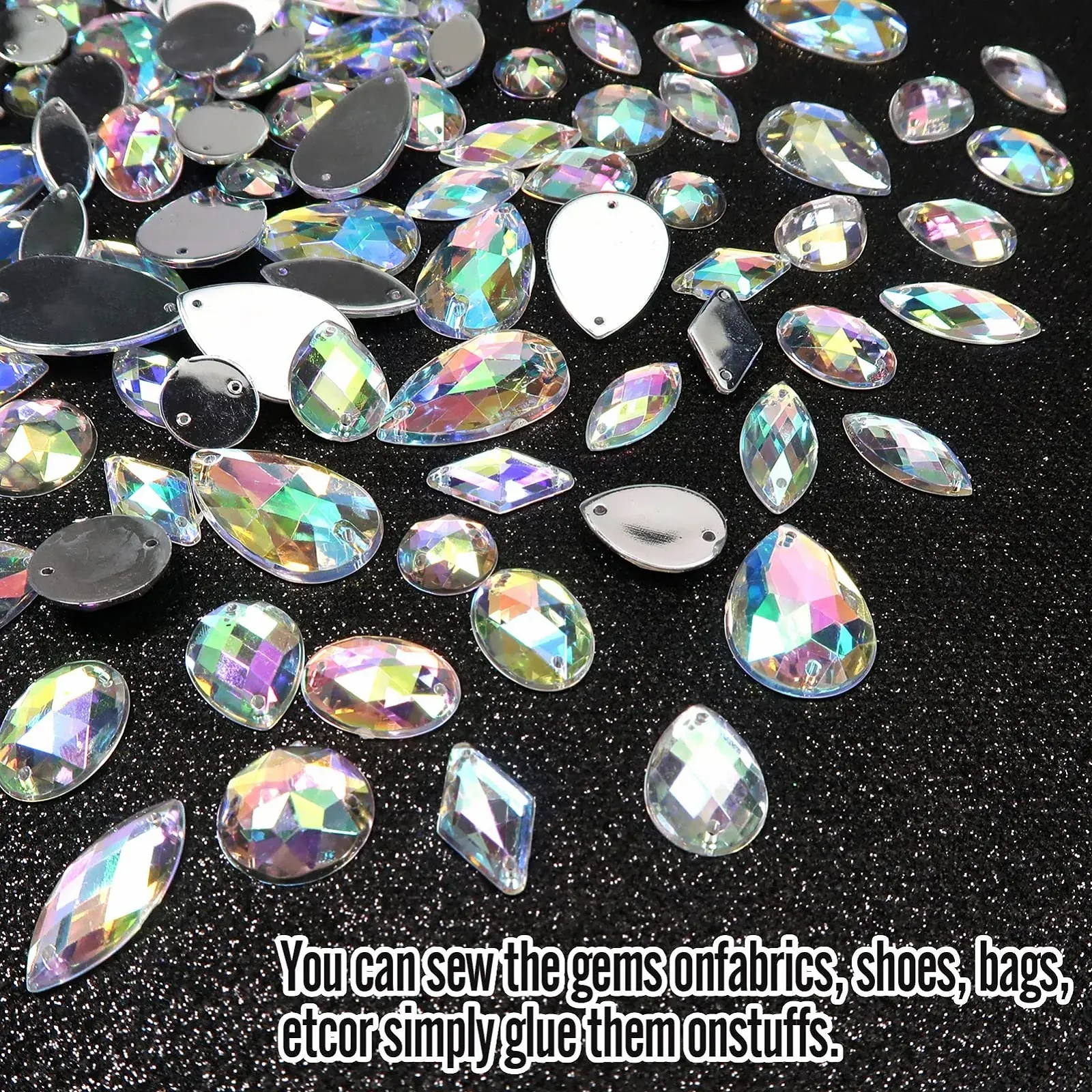 Пришивные AB кристаллы Акриловые граненые плоские стразы для шитья Хрустальные стразы разных форм для DIY рукоделия Одежда Обувь Сумка Декорация 117 шт, фото №3 Пришивные AB кристаллы Акриловые граненые плоские стразы для шитья Хрустальные стразы разных форм для DIY рукоделия Одежда Обувь Сумка Декорация 117 шт, фото №3