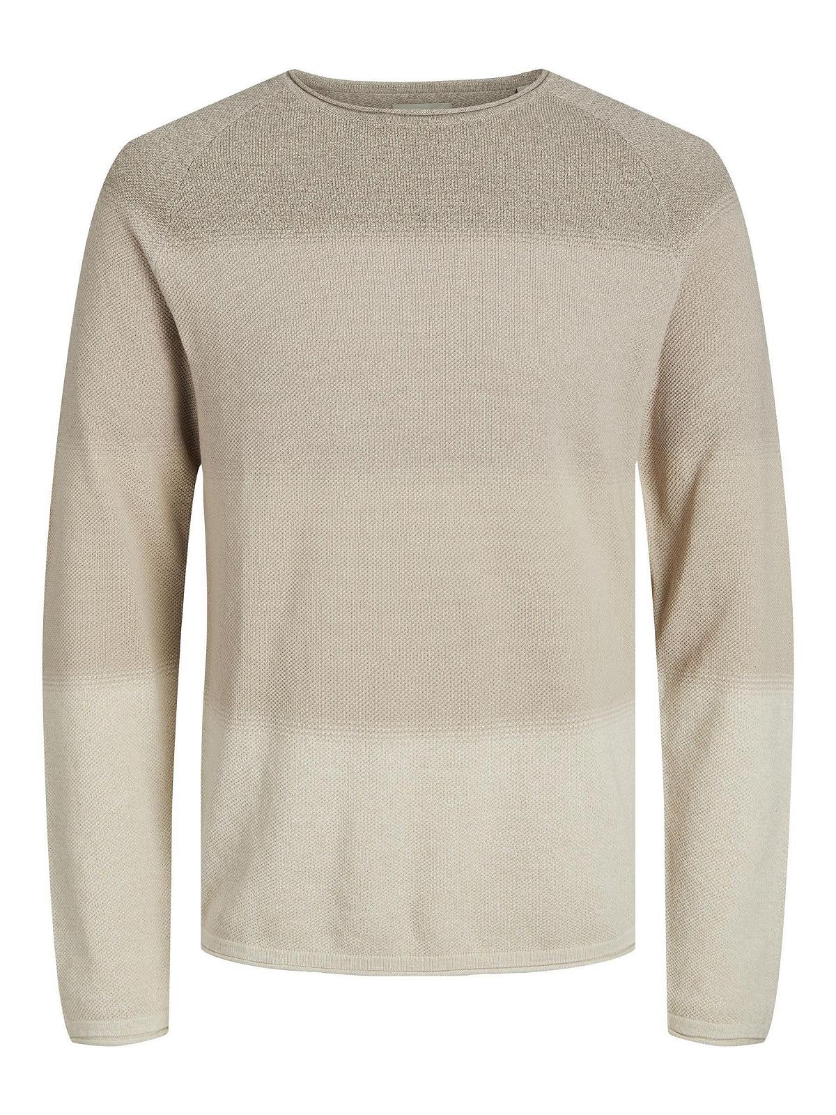 Вязаний пуловер JACK & JONES JJEHILL чоловічий, з круглим вирізом, базова бавовняна сорочка з довгим рукавом, фото №1
