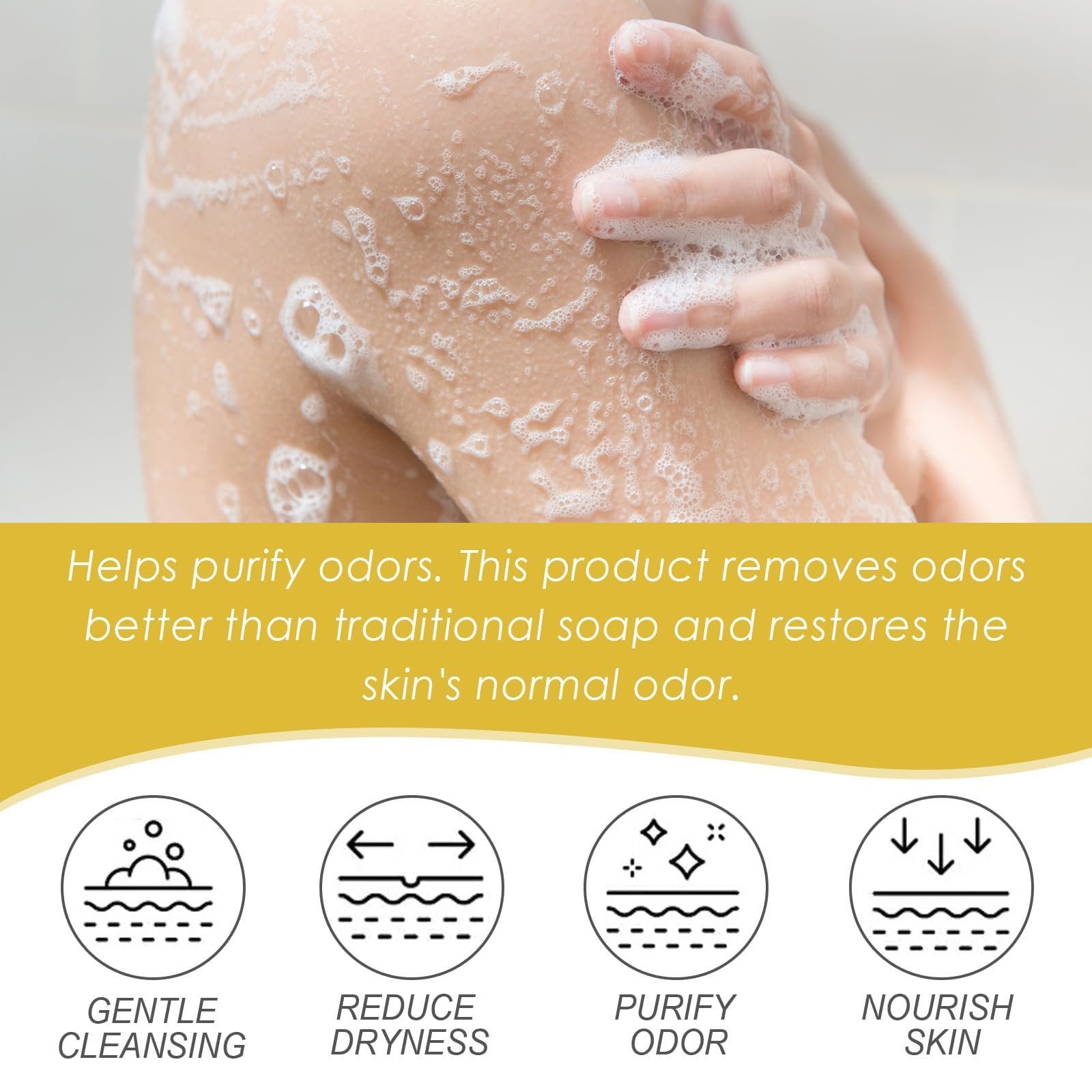 Гель для душу для контролю запаху з мигдальною кислотою та кокосовою олією без SLS, фото №6