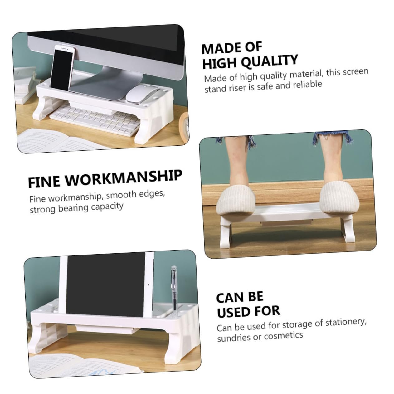 Підставка для монітора Багатофункціональна Підвищення екрана ПК Органайзер для дому та офісу Білий, фото №7