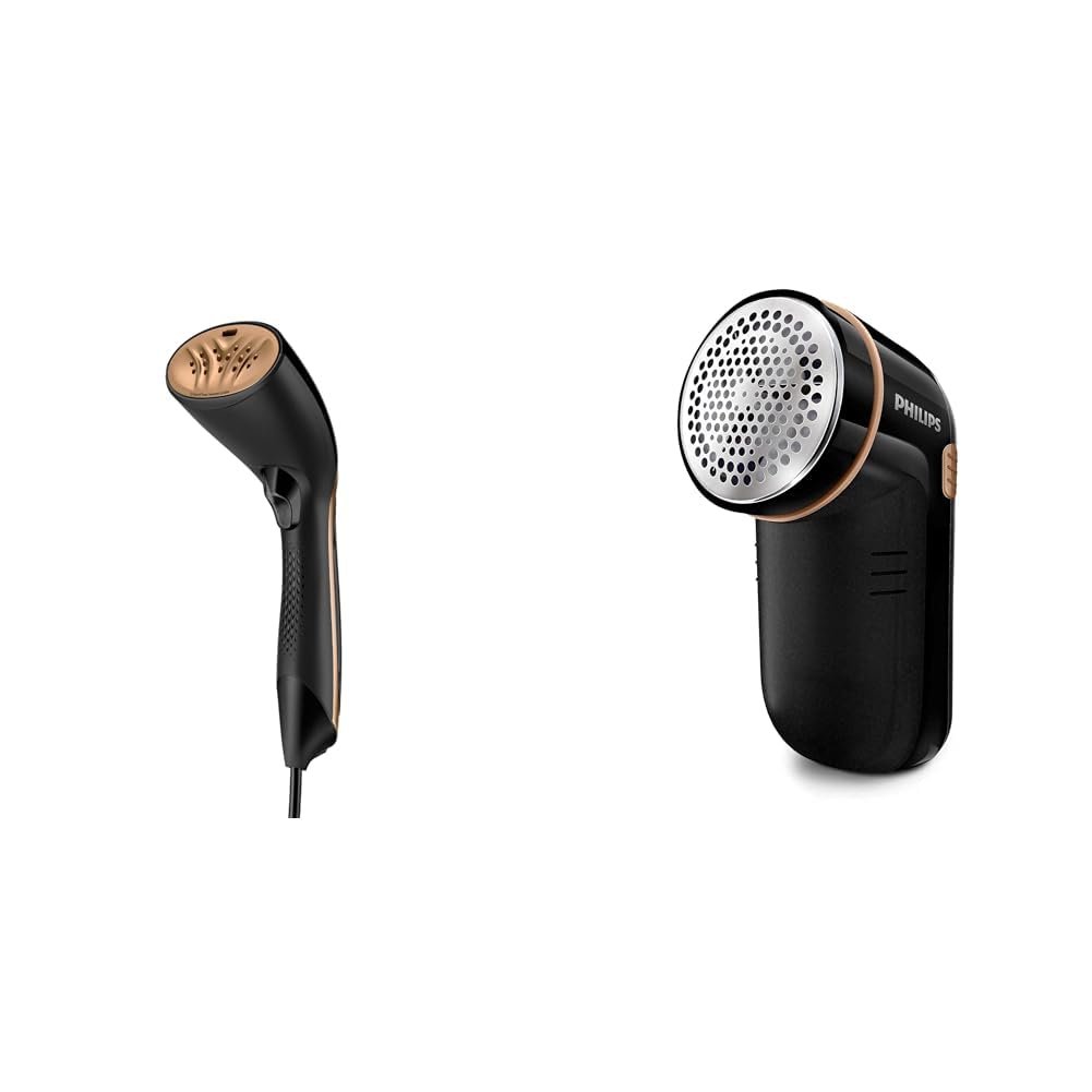 Вертикальний відпарювач та машинка для видалення катишків Philips Steam & Go Plus GC365/80 GC026/80 1300 Вт Чорний/Золотий, фото №1