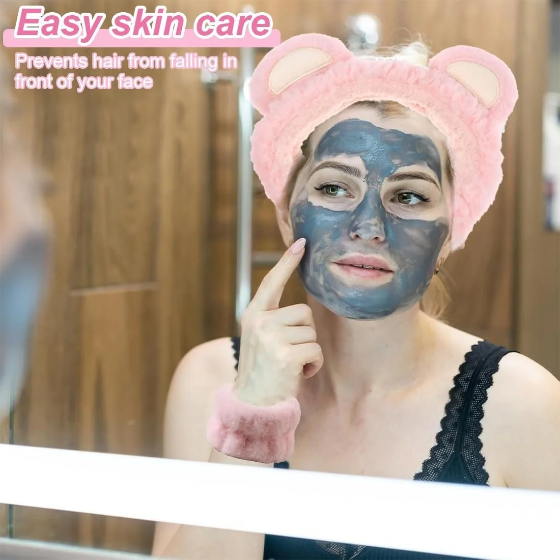 Пов'язка на голову для спа, Набір браслетів для вмивання обличчя, фото №3