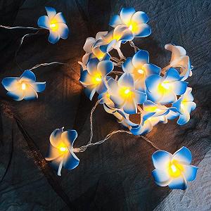 Светодиодная гирлянда Искусственные цветы плюмерии 20/40 LED Синий - Фото 1