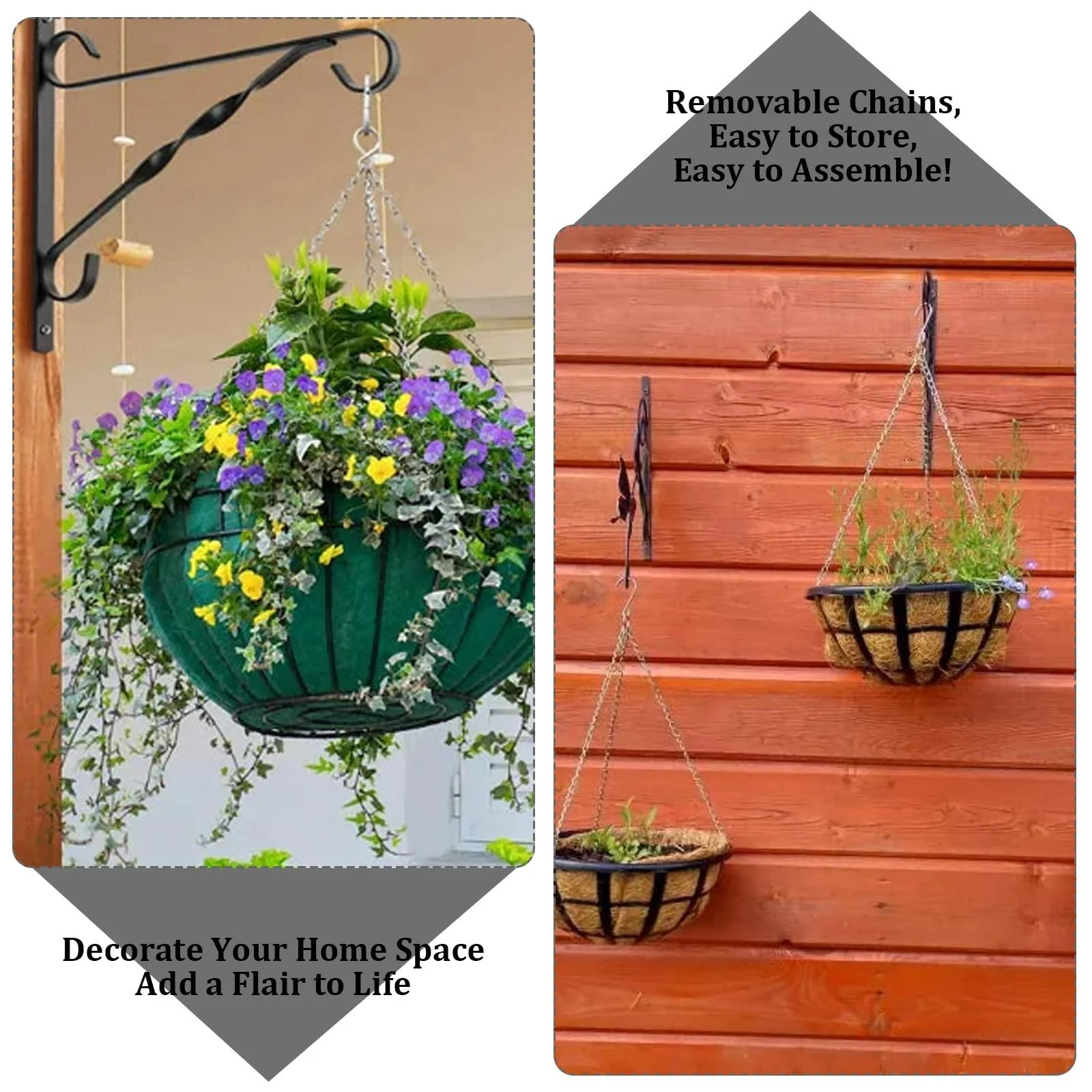 Ланцюжки для підвісних кошиків Набір 6 шт. 50 см металеві Сріблясті, фото №7