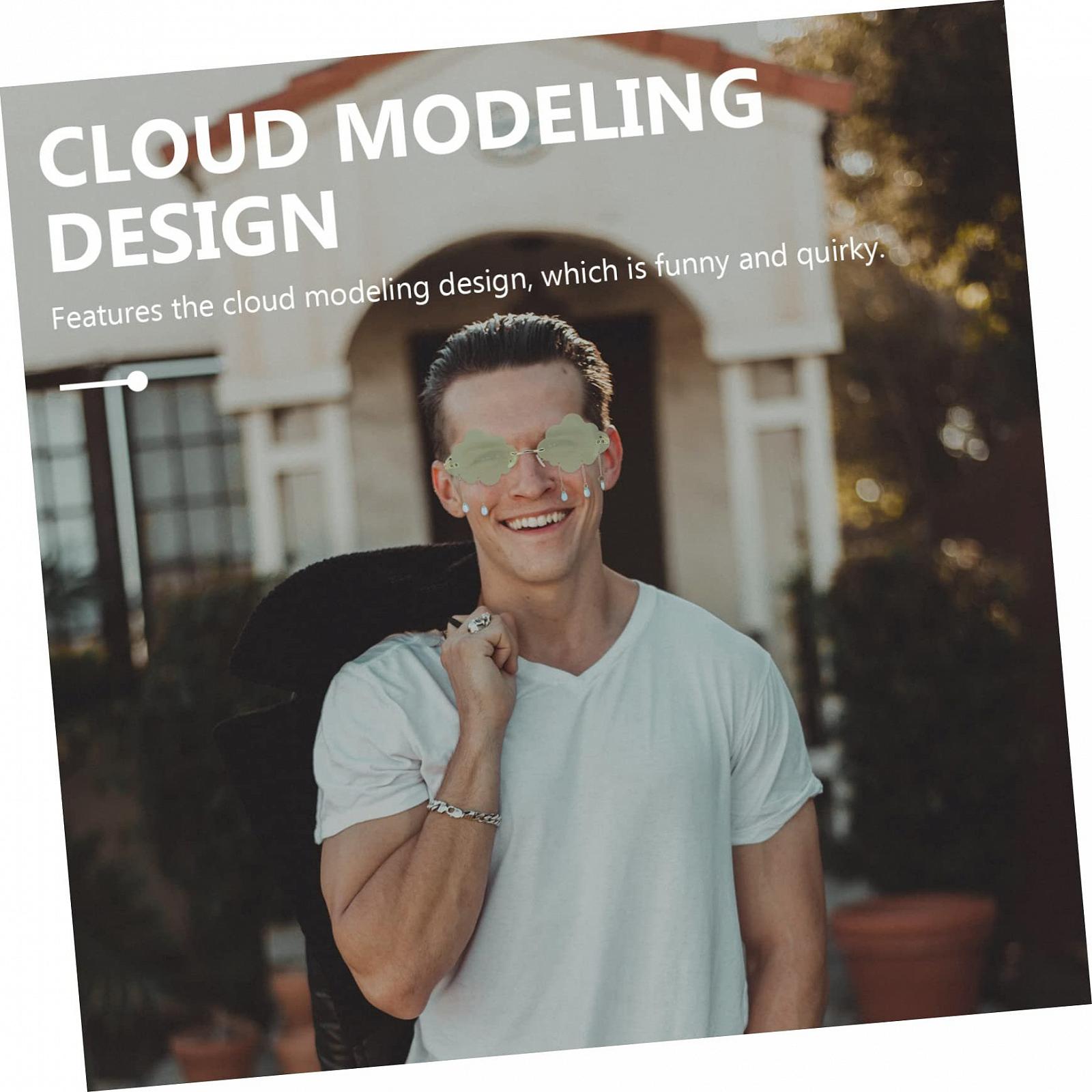 Сонцезахисні окуляри Хмарка VALICLUD 3 шт, у формі хмар, без оправи, цікаві, зелені, фото №3