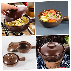 Кастрюля Toyvian керамическая маленькая с двойными ручками антипригарная многофункциональная для плиты и супов с крышкой synthetic.ua - Фото 1