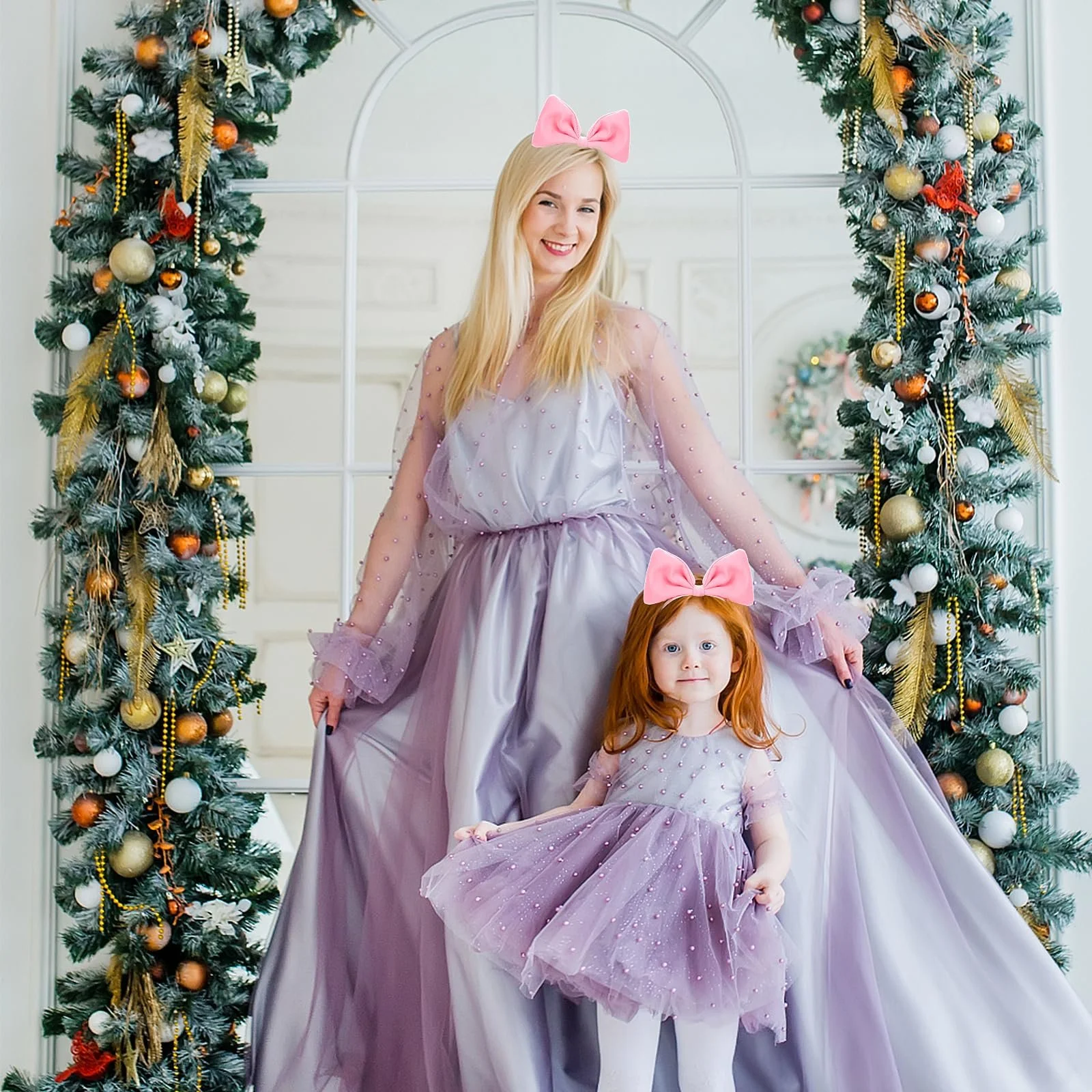 Обруч для волосся WLLHYF з чорним бантом для жінок та дівчат, рожевий, фото №4