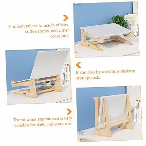Практичная деревянная подставка для ноутбука Регулируемая по высоте Натуральная подставка для ноутбука с вентиляцией Эргономичная Улучшает осанку, снимает напряжение шеи и спины synthetic.ua - Фото 1