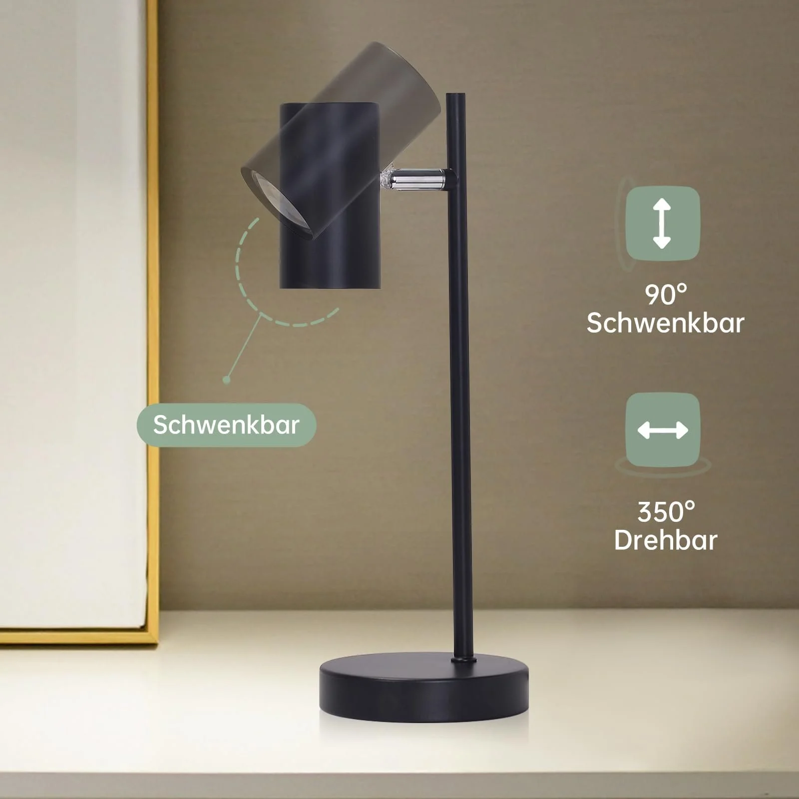 Настільна лампа Bedside Lamp Swivelling 350° GU10 Металева Чорна, фото №4