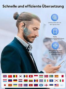 Наушники-переводчики AI Bluetooth 6.0, 164 языка, 40 часов, черный synthetic.ua - Фото 1