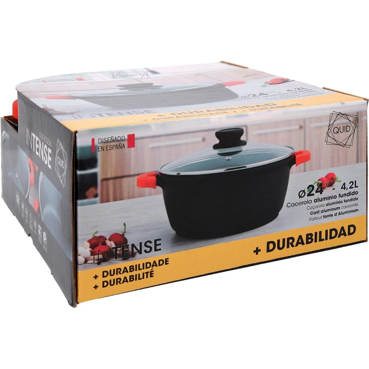 Каструля Quid Intense 7679001 24 x 11 см чорна та червона, фото №6 Каструля Quid Intense 7679001 24 x 11 см чорна та червона, фото №6