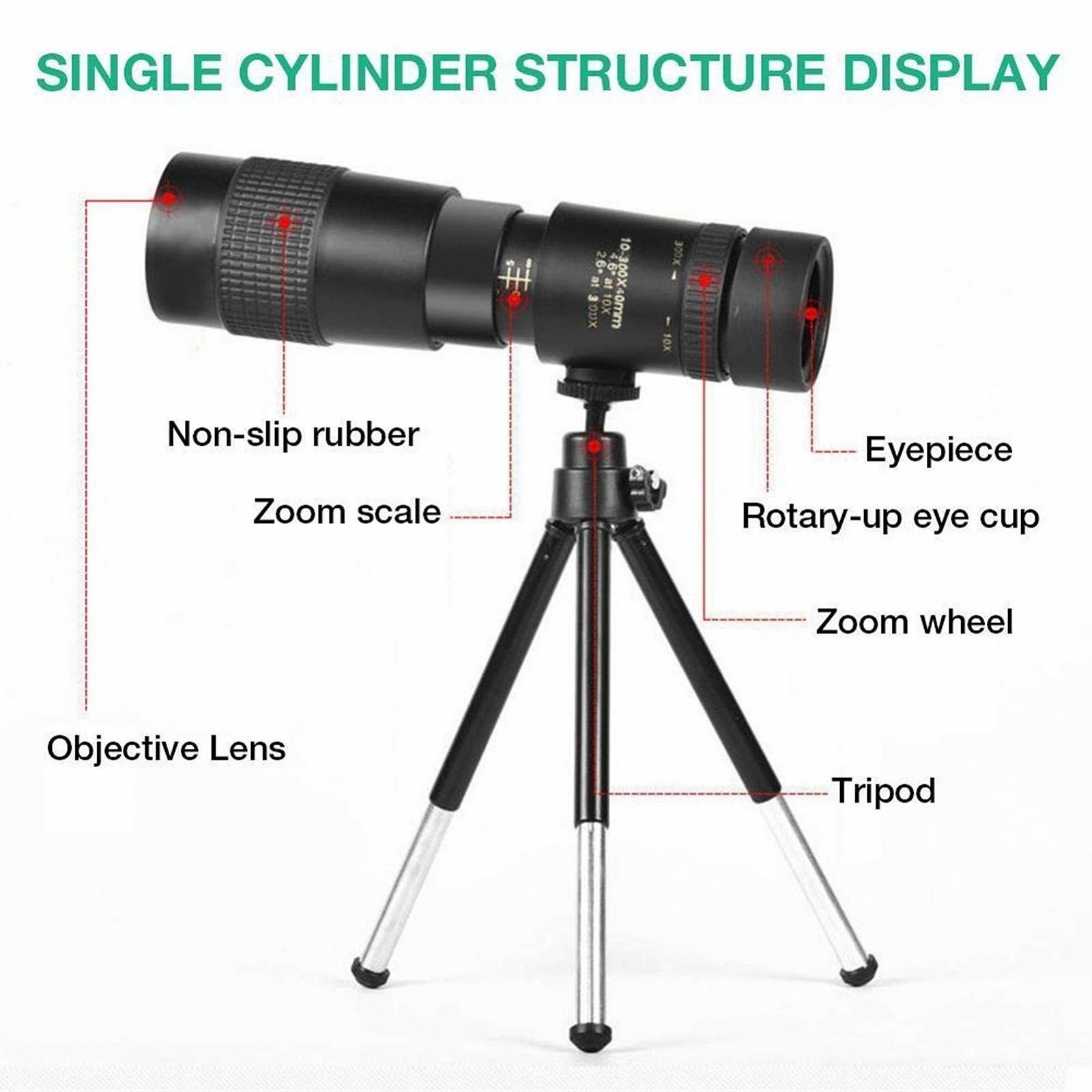 Монокуляр HZYDD Super Telescope 4K 10-300x40mm Зум Бінокль для смартфона, фото №3