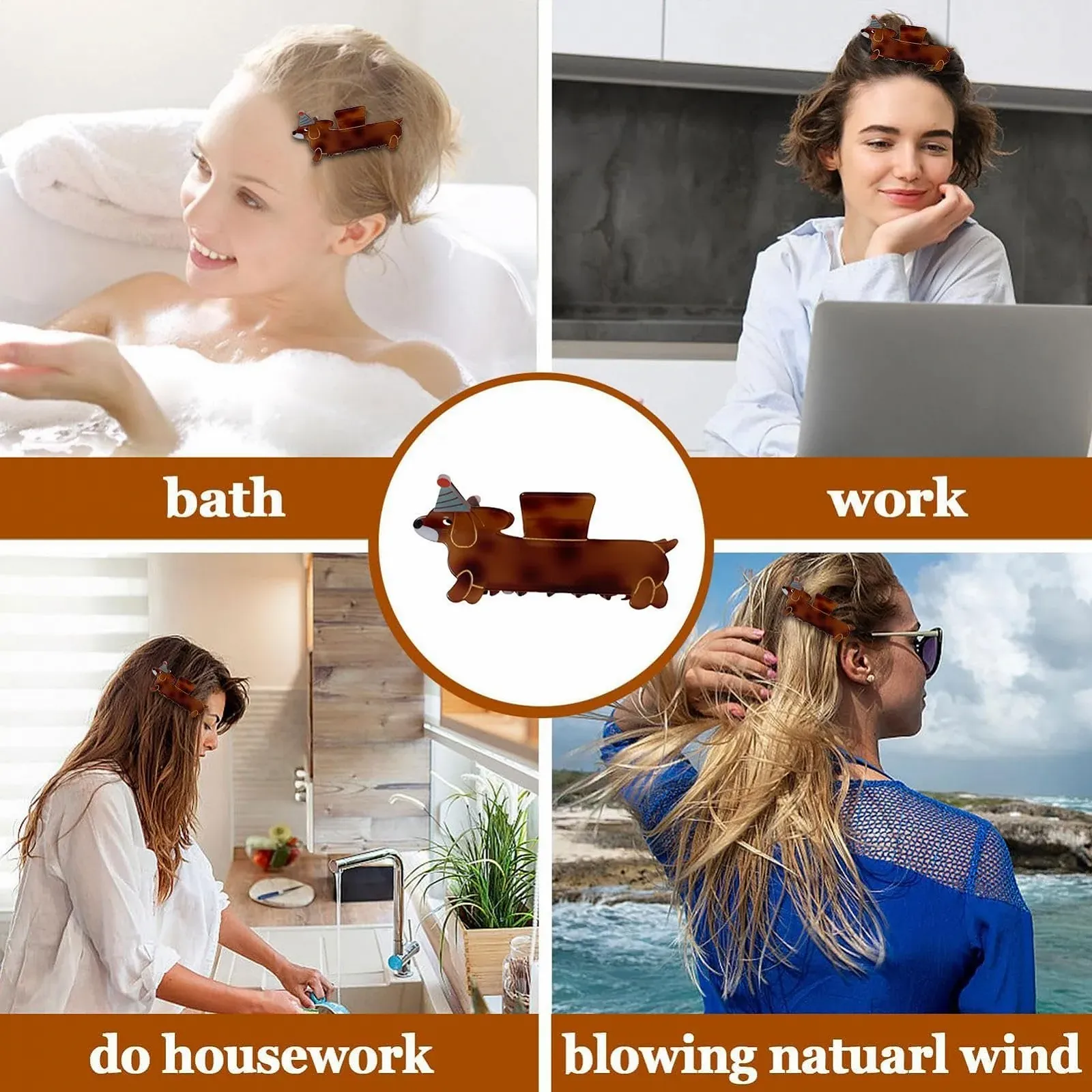 Заколки для волос Acetate Dachshund, прочные, милые, аксессуар, фото №6