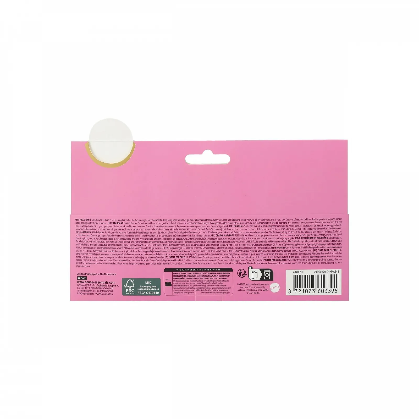 Пов'язка для волосся Sence Barbie Об'ємна для макіяжу Барвиста Рожевий з бантом, фото №2