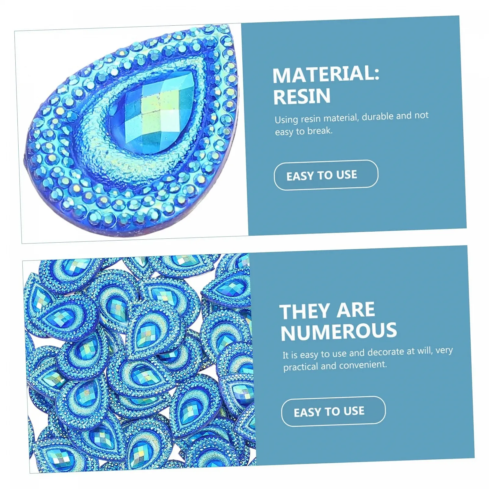 Стрази зі смоли STOBOK у формі павича, краплеподібні, 100 штук для одягу ручної роботи, взуття, прикрас, фото №4