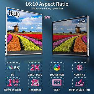 Монітор портативний сенсорний 16" Magedok MG160-QT01 2K IPS 144 Гц ціна на synthetic.ua - Фото 1 Монітор портативний сенсорний 16" Magedok MG160-QT01 2K IPS 144 Гц synthetic.ua - Фото 1