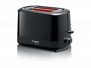 Тостер Bosch Compact Class TAT3A113 з інтегрованою насадкою для булочок, функцією автоматичного вимкнення, розморожування, ідеально підходить для 2 скибочок тосту, функція підйому 800 Вт Чорний - Фото 1