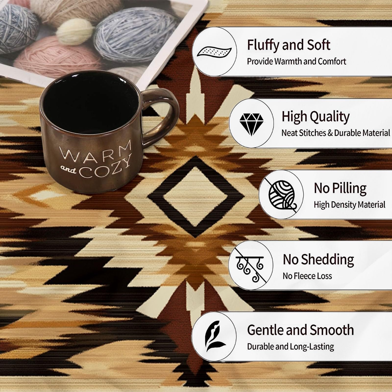 Покривало Фланелева М'яка, Ретро Килим, Текстура, Brown Yellow, 220 x 240 см, фото №7 Покривало Фланелева М'яка, Ретро Килим, Текстура, Brown Yellow, 220 x 240 см, фото №7