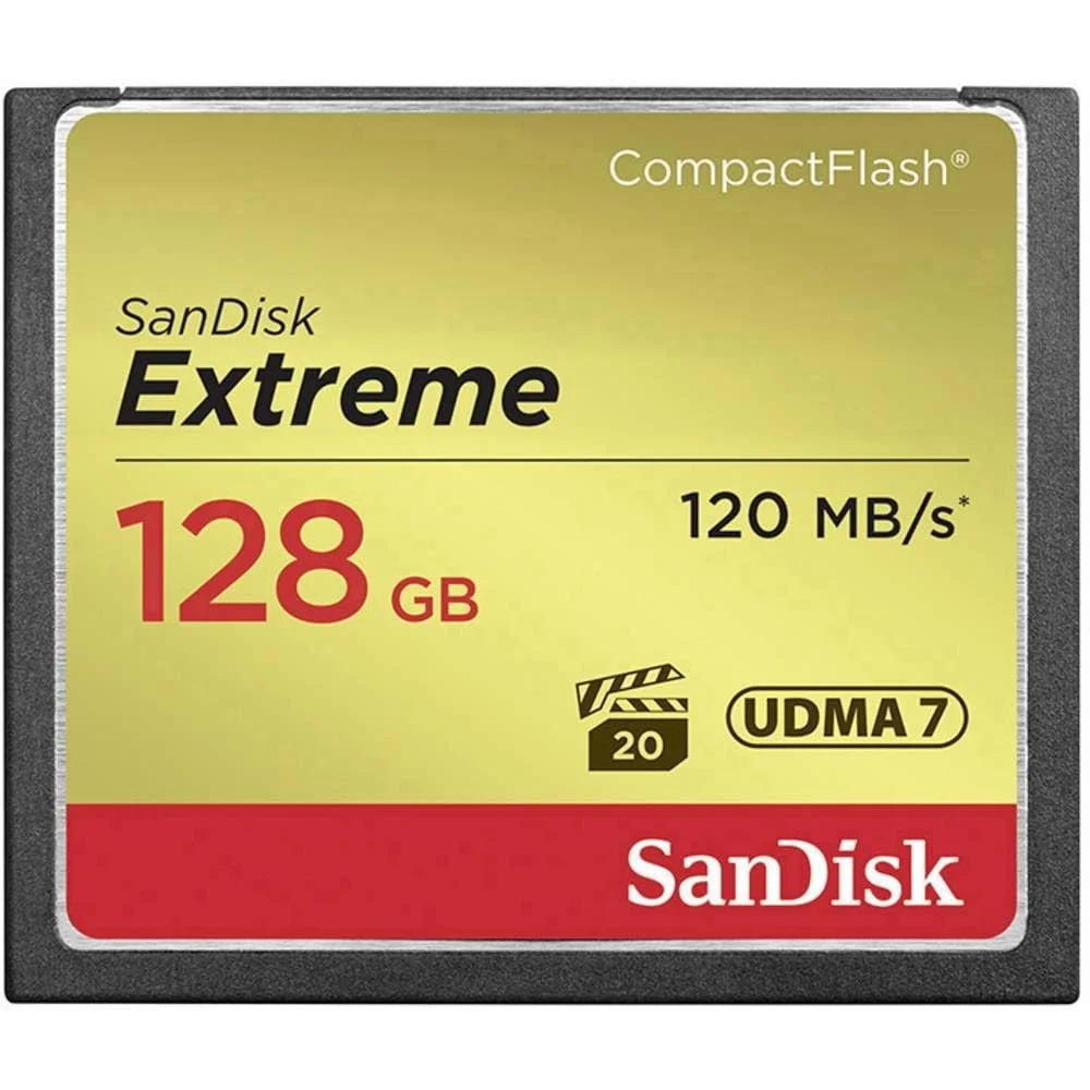 Карта памяти SanDisk Extreme CompactFlash UDMA7 128GB 120 MB/s, фото №1 Карта памяти SanDisk Extreme CompactFlash UDMA7 128GB 120 MB/s, фото №1