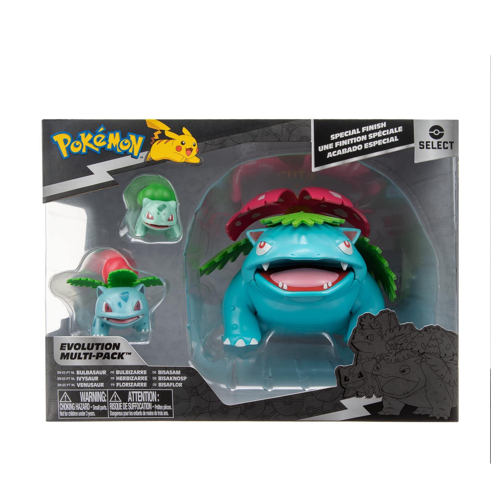 Pokémon PKW2775 Select Evolution Набір 3 Фігури - 2 Bulbasaurs, 3 Ivysaurs і 12-дюймовий Фігурка Venusaur, Різнокольоровий, фото №2