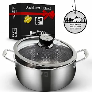 Жаровня FIXLINE® Black Forest 24 см з кришкою, об'ємом 5 літрів, чорна - Фото 1