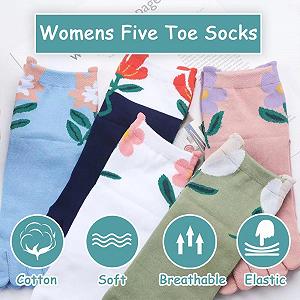 Носки с пальцами Женские хлопковые носки с пятью пальцами Носки с 5 пальцами Милые носки с новым анималистическим узором Разноцветные спортивные носки для бега - 5 пар synthetic.ua - Фото 1