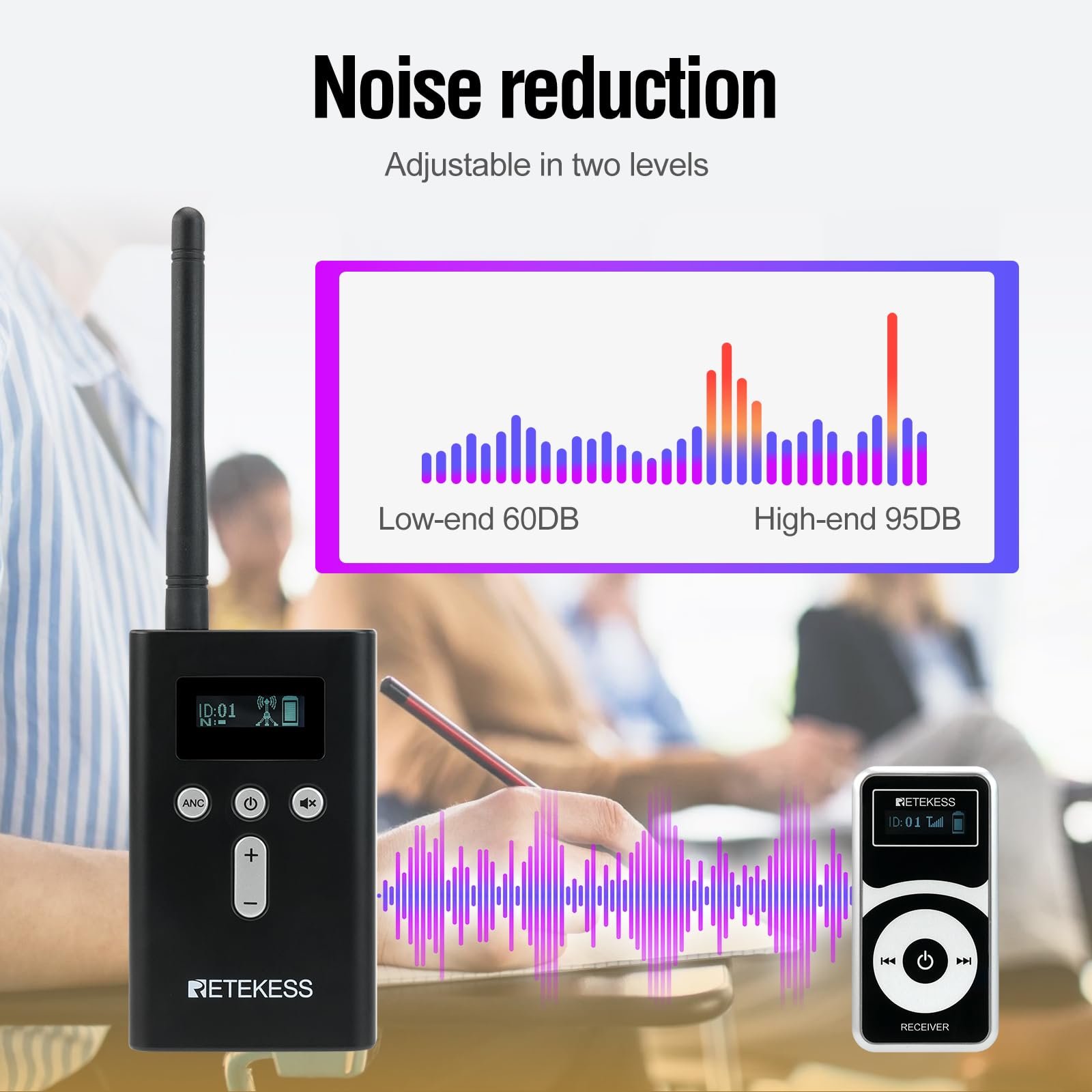 Система для экскурсоводов Retekess T130P (T130 3rd), улучшенное шумоподавление, беспроводная микрофонная, фото №2 Система для экскурсоводов Retekess T130P (T130 3rd), улучшенное шумоподавление, беспроводная микрофонная, фото №2