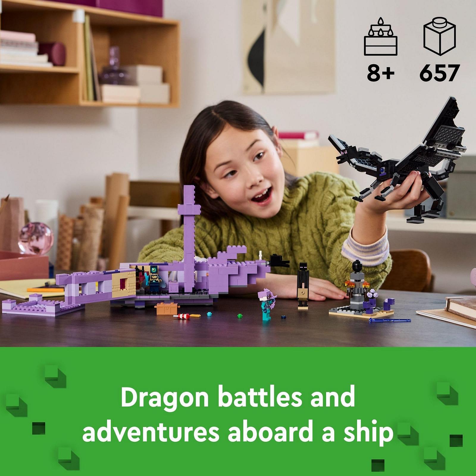 Набір для будівництва LEGO Minecraft 21264 The Ender Dragon and the Final Ship Відеогра Іграшка з 2 мініфігурками Minecraft, фото №2