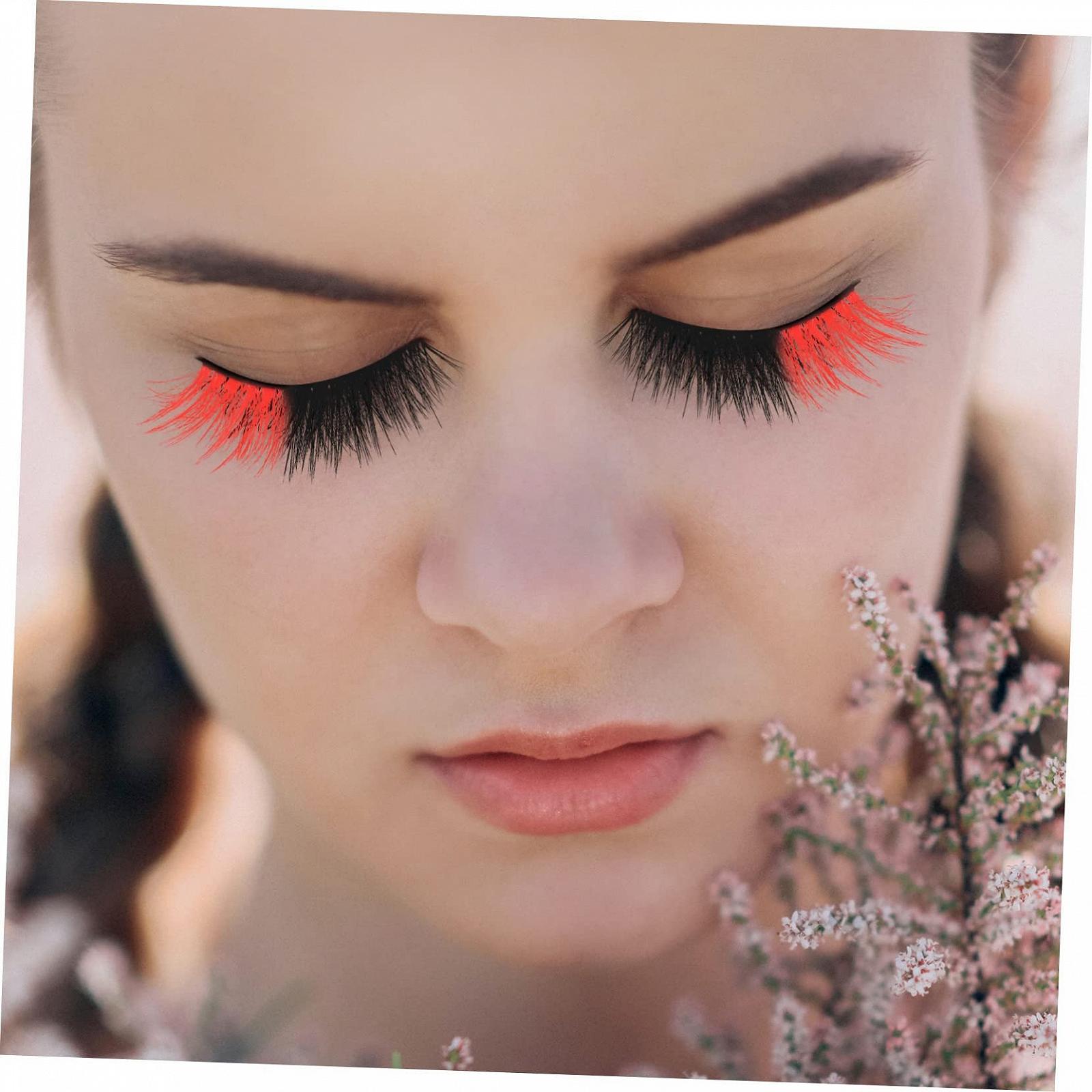 Ліжка Angoily 15 пар кольорових штучних вій червоні, фото №5