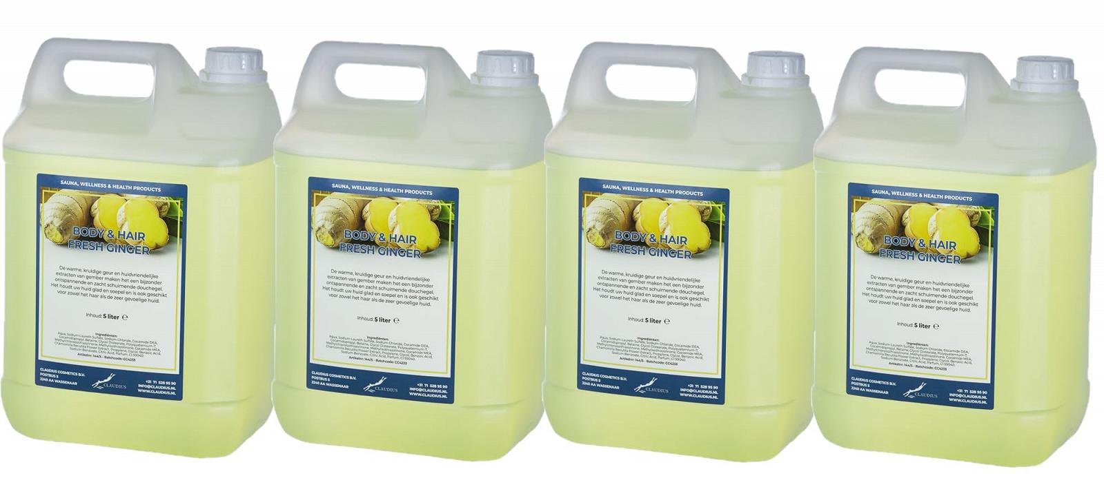 Шампунь Body & Hair Fresh Ginger - 5 Литров - Набор из 4 - 2 в 1 для Тела и Волос, фото №1