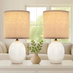 Настольная лампа Dawnwake Комплект из 2 шт. Керамическая 44 см E26 Белая - Фото 1