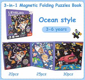 Магнітний пазл Homewit Космос 3-в-1 75 елементів 20-25-30 деталей synthetic.ua - Фото 1