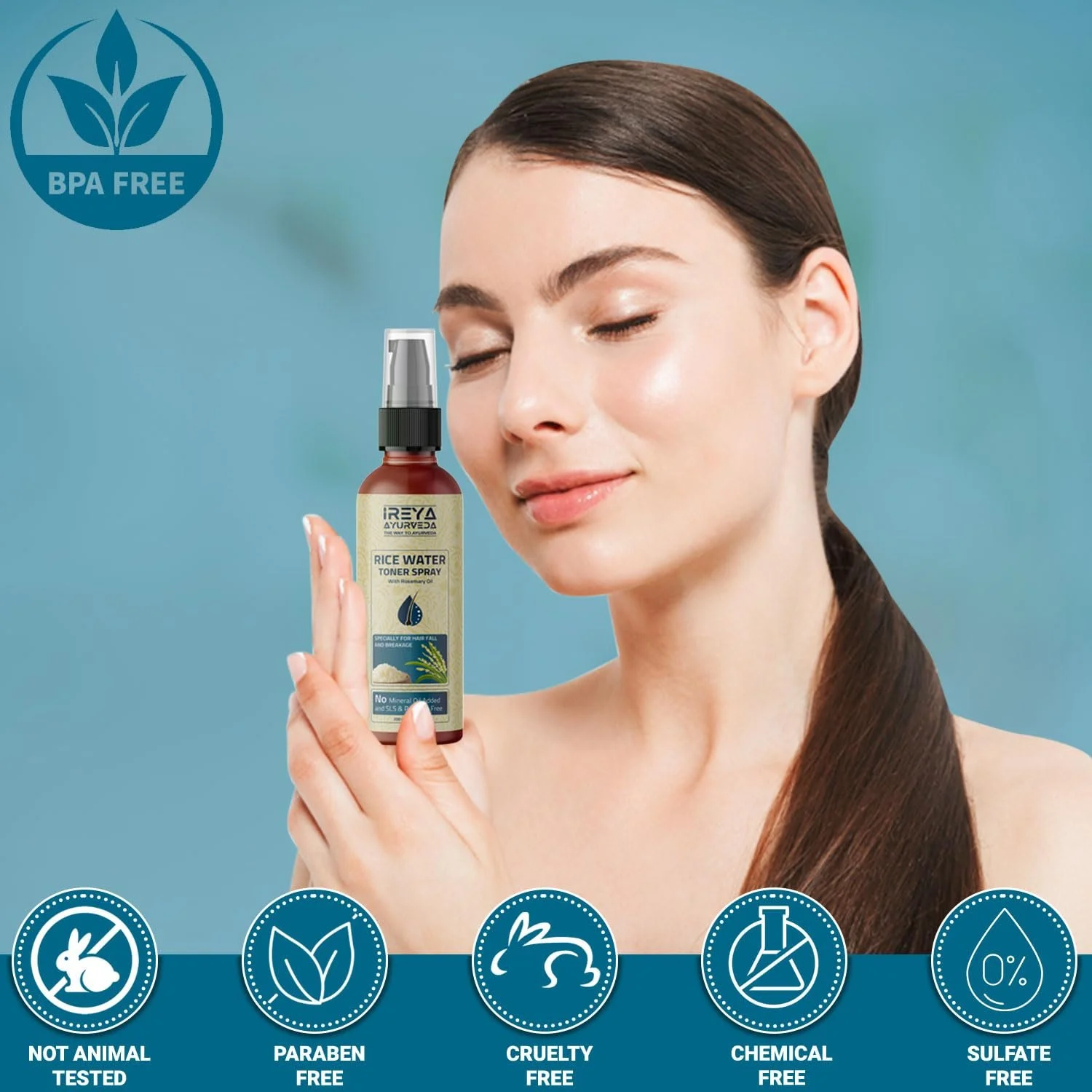 Спрей Ireya Ayurveda Рисова Вода з Розмарином 200мл, фото №6