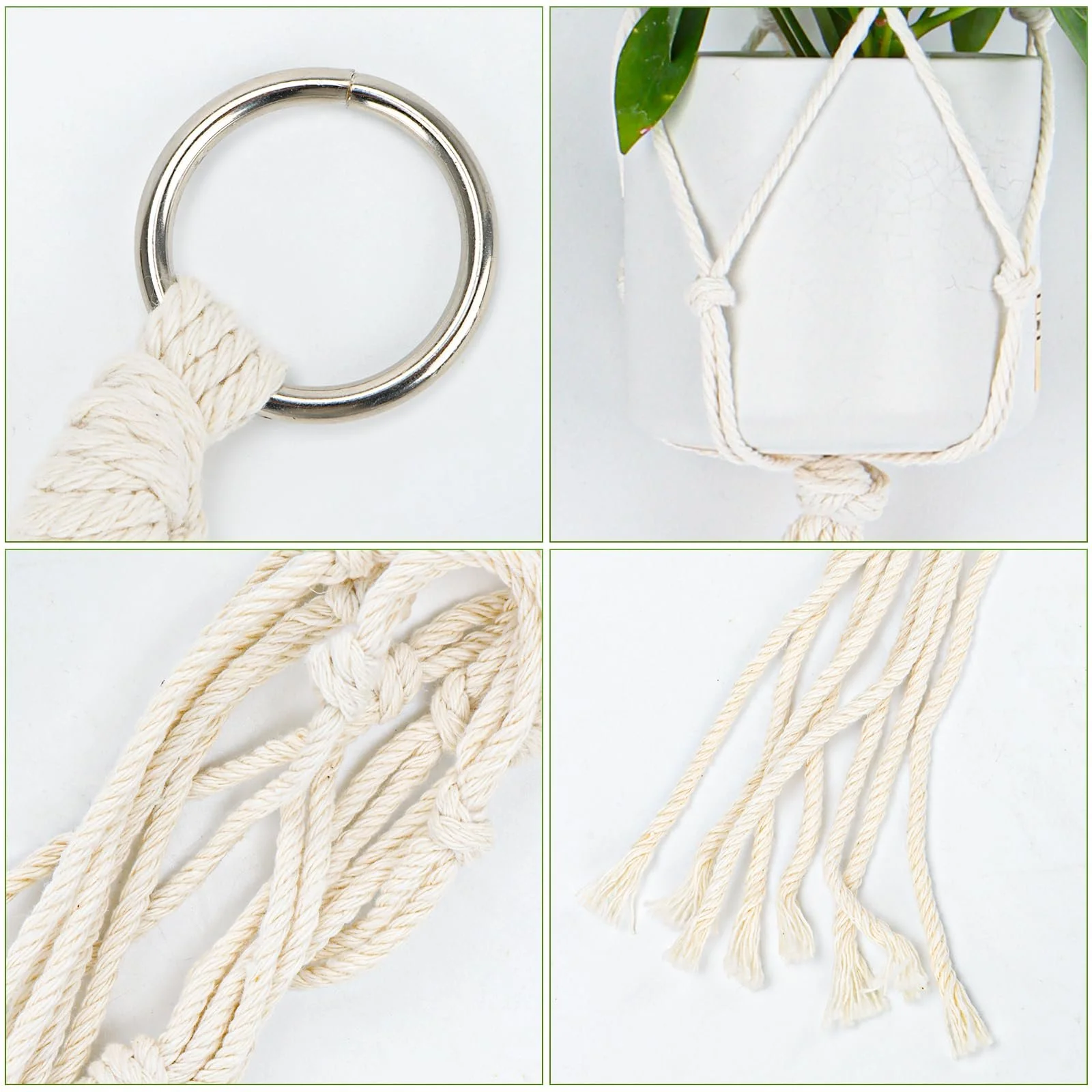 Підвісний кошик макраме 6 шт. з S-подібними гачками Білий, фото №3 Підвісний кошик макраме 6 шт. з S-подібними гачками Білий, фото №3