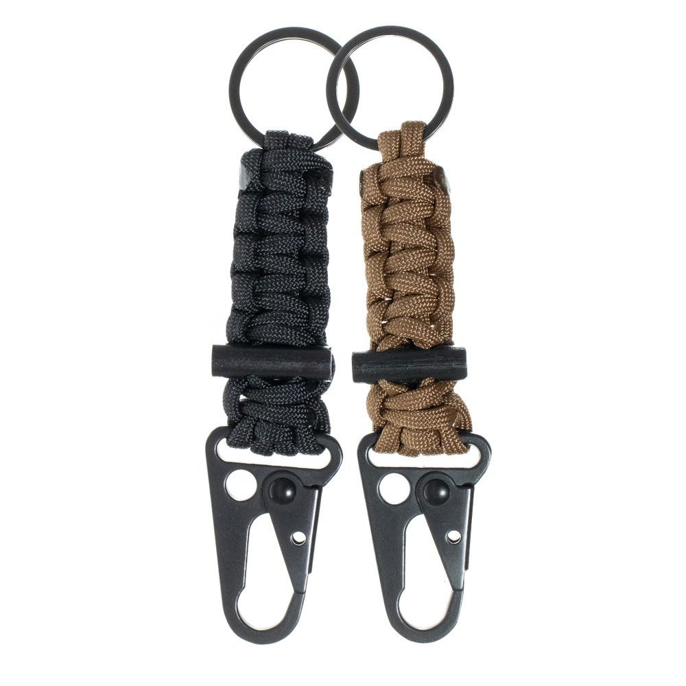Брелок West Coast Paracord Survival Карабин, паракорд, 250 кг, черный + койотский коричневый, фото №1