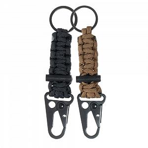 Брелок West Coast Paracord Survival Карабін, паракорд, 250 кг, чорний + койотський коричневий - Фото 1